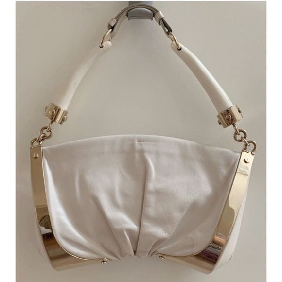 Saint Laurent Iconic Tom Ford Double Horn Mombasa Bag - White Gold Shoulder - Picture 1 of 8